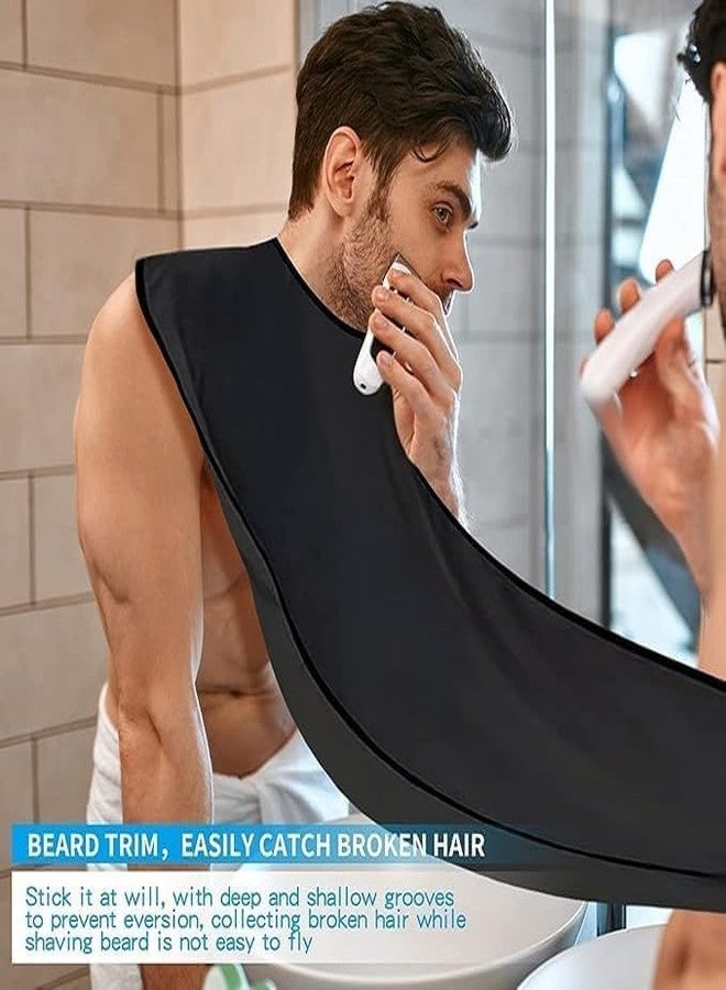 KERFORA Beard Bib Beard Shaving Apron Cloth Cups Beard Shaping Tool Nylon Beard waterproof Cape Catcher Trimming Cutting Apron Hair Clippings for Men Grooming Cloth (BLACK) - Image 4